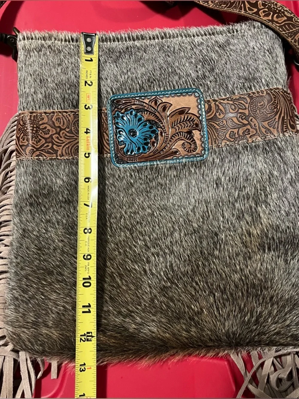 Myra Bag Hair-on-Leather Fringe Crossbody Western Boho Purse - Festival Rodeo - Picture 5 of 9